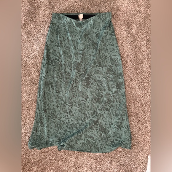A New Day Teal Snake Print Midi Skirt - Picture 1 of 2
